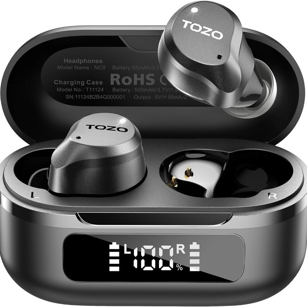 NC9 Hybrid Active Noise Cancelling Wireless Earbuds, 6 Mics ENC Clear Call, Wate